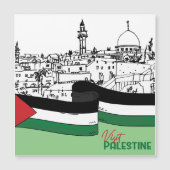 Flag of Palestine and old houses drawn by hand (Front)