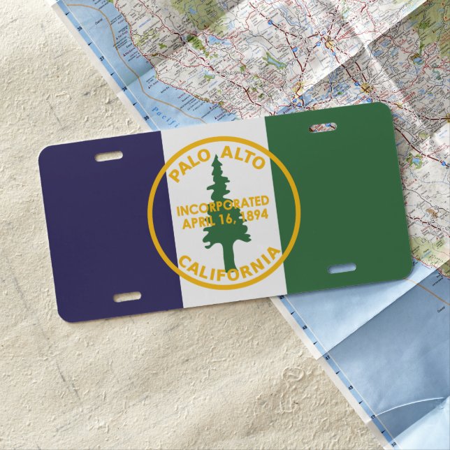 Flag of Palo Alto, California License Plate (In Situ)