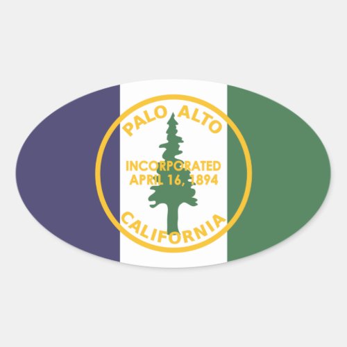 Flag of Palo Alto California Oval Sticker
