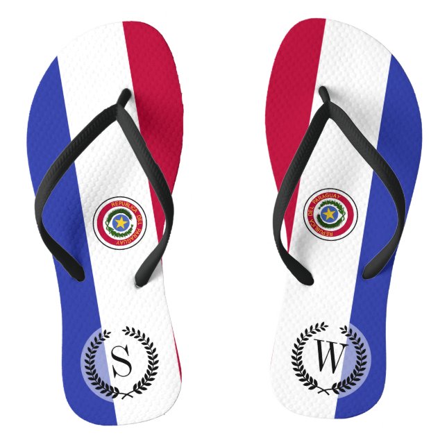 Flag of Paraguay Flip Flops (Footbed)