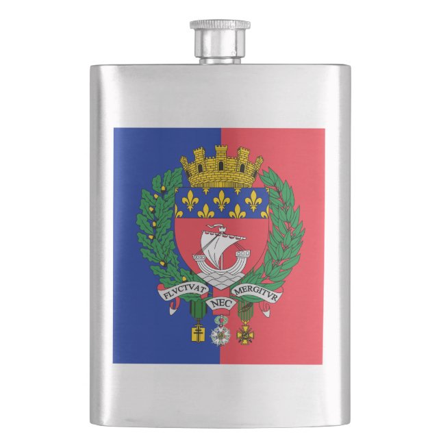 Flag of Paris, France Flask (Front)