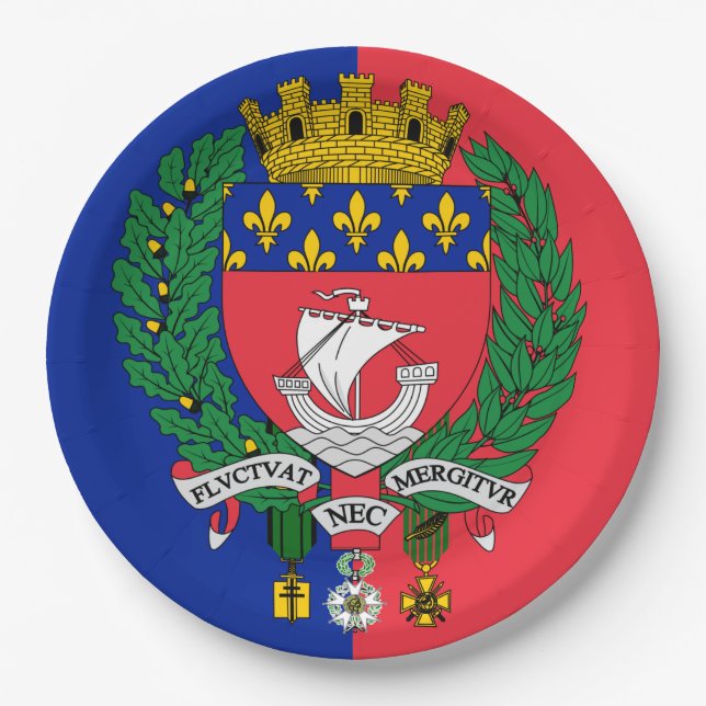 Flag of Paris, France Paper Plates (Front)