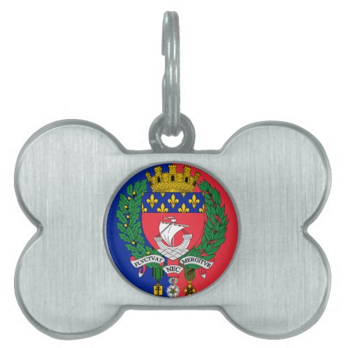 Flag of Paris France Pet ID Tag