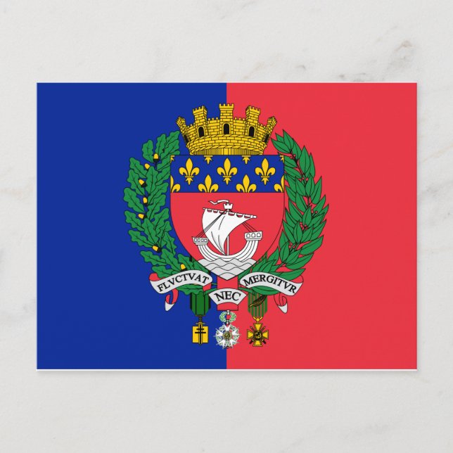 Flag of Paris, France  Postcard (Front)