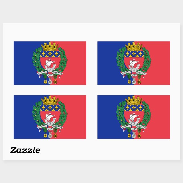 Flag of Paris, France Rectangular Sticker (Sheet)