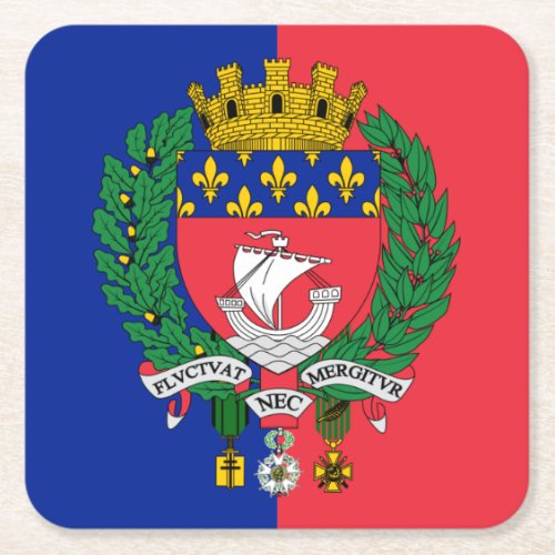 Flag of Paris France Square Paper Coaster