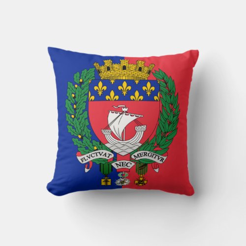 Flag of Paris France Throw Pillow