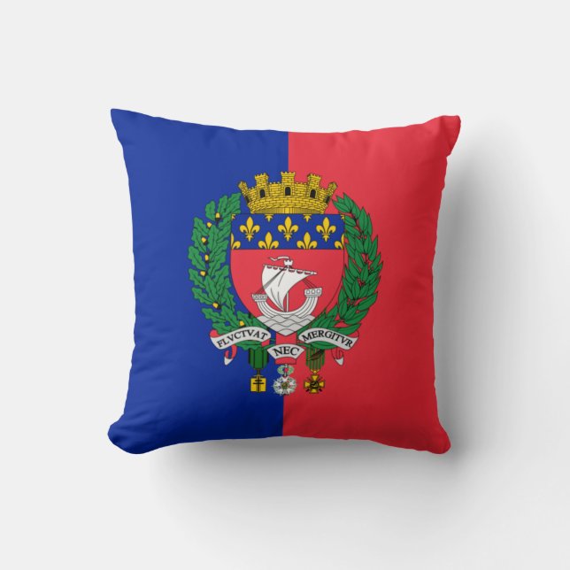 Flag of Paris (France) Throw Pillow (Front)