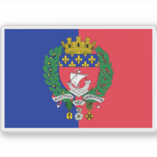 Flag of Paris (with coat of arms), France Sticker