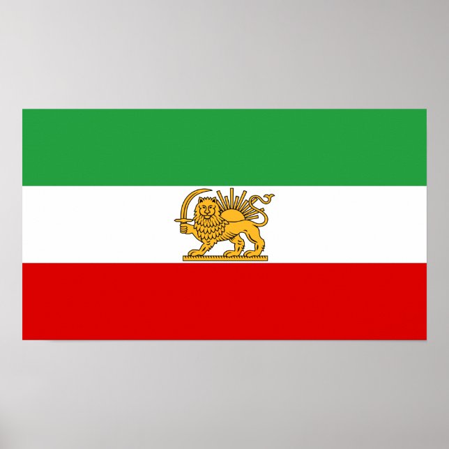 Flag of Persia/Iran (1964-1980) - ش ی ر و و ر Gove Poster (Front)