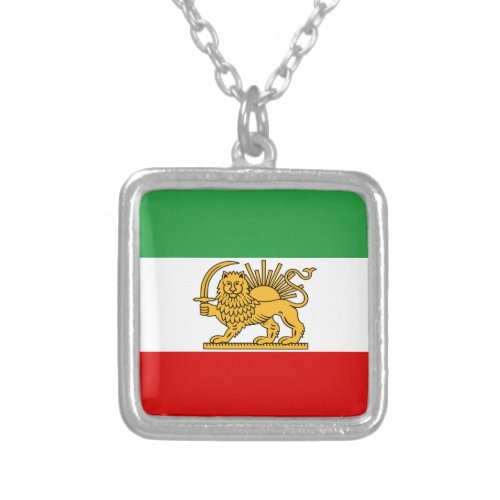 Flag of Persia  Iran 1964_1980 Silver Plated Necklace