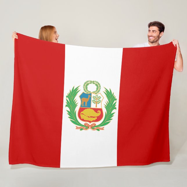 Flag of Peru emblem Pabellón Nacional Fleece Blanket (In Situ)
