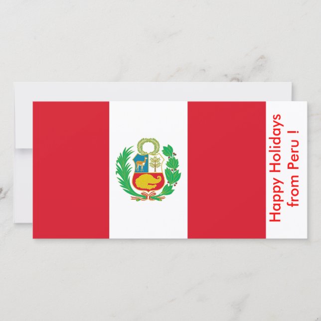 Flag of Peru, Happy Holidays from Peru Holiday Card (Front)