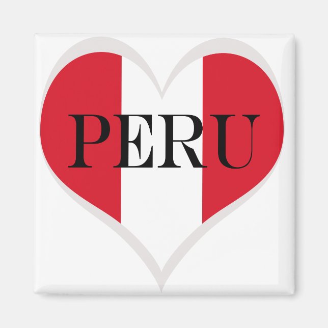 Flag of Peru Pabellón Nacional heart Magnet (Front)