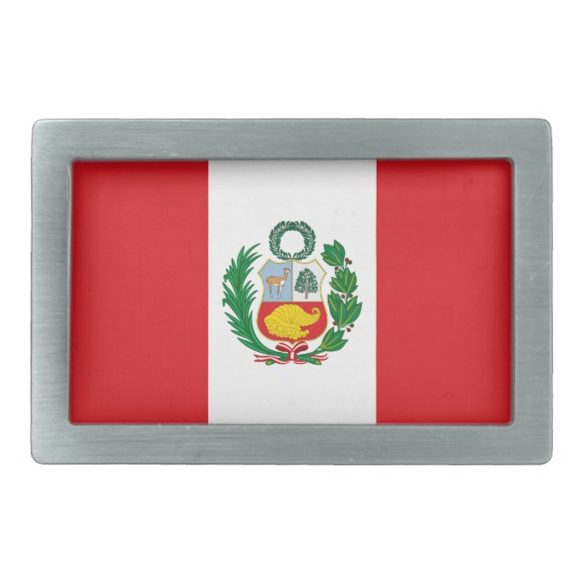 Flag of Peru Rectangular Belt Buckle (Front)