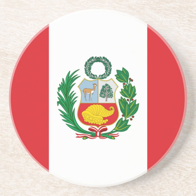 Flag of Peru Sandstone Coaster (Front)