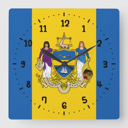 Flag of Philadelphia Pennsylvania Square Wall Clo Square Wall Clock
