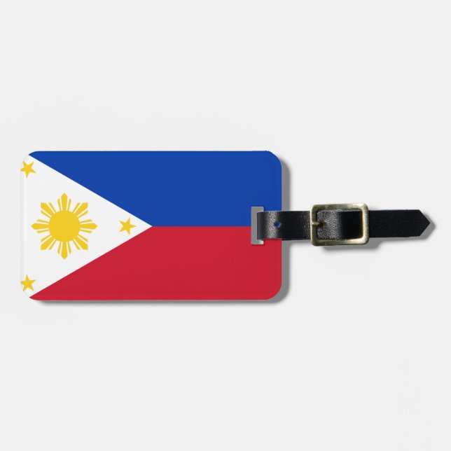 Flag of Philippines Luggage Tag w/ leather strap (Front Horizontal)