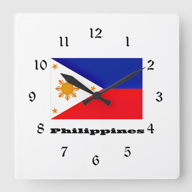 Flag of Philippines Square Wall Clock (Front)