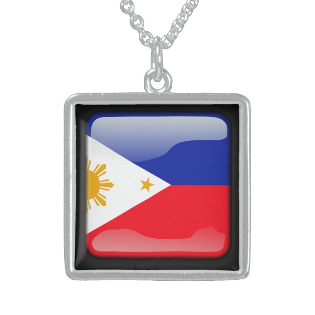 Flag of Philippines Sterling Silver Necklace (Front)