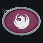 Flag of Phoenix, Arizona Belt Buckle<br><div class="desc">Belt Buckle with a design with the flag of Phoenix,  Arizona. A maroon flag with a white phoenix in the center</div>