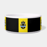 Flag of Pittsburgh, Pennsylvania Bowl<br><div class="desc">Pet Bowl with flag of city of Pittsburgh,  Pennsylvania; flag with three vertical bands of black and yellow with illustration of castle and shield in the center</div>