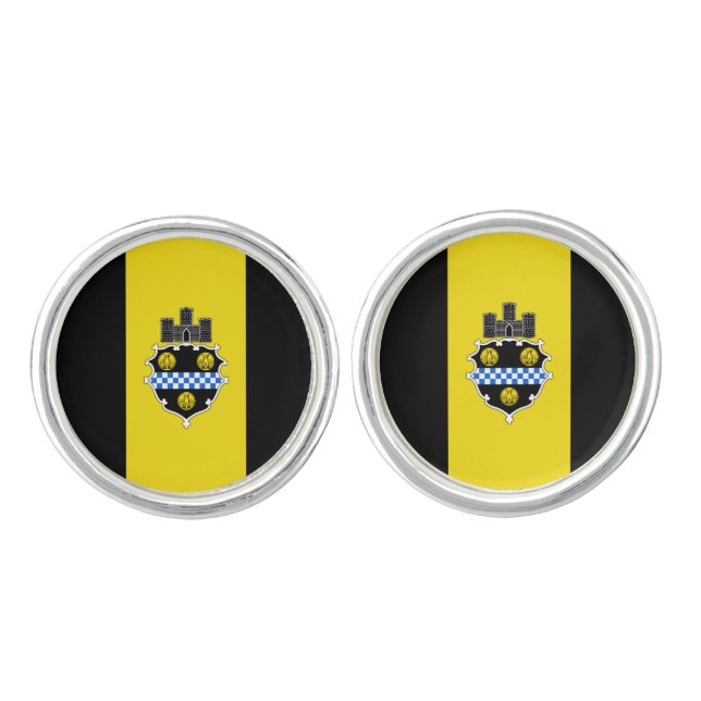 Flag of Pittsburgh, Pennsylvania Cufflinks (Front)