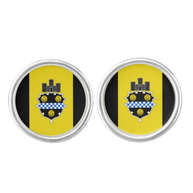 Flag of Pittsburgh, Pennsylvania Cufflinks (Front)