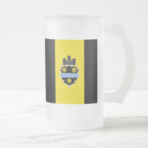 Flag of Pittsburgh Pennsylvania Frosted Glass Bee Frosted Glass Beer Mug