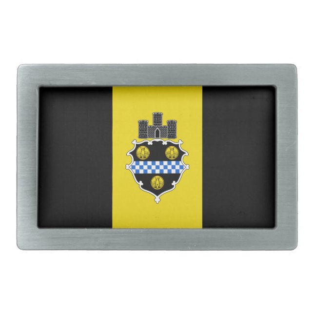 Flag of Pittsburgh, Pennsylvania Rectangular Belt  Belt Buckle (Front)