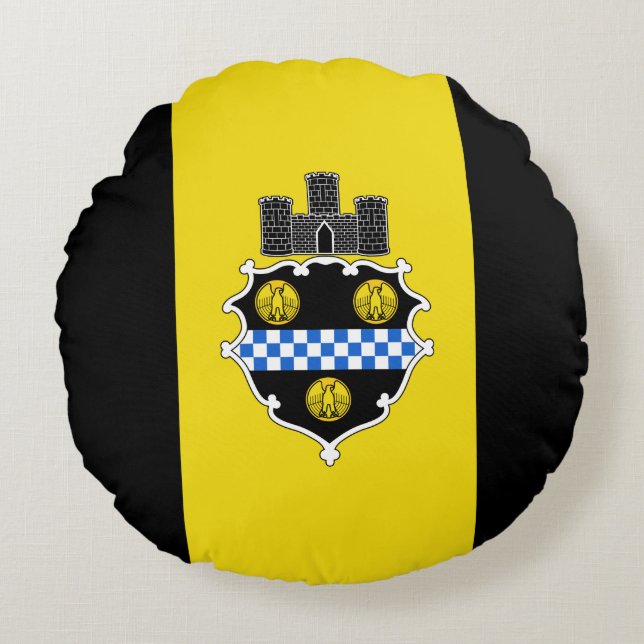Flag of Pittsburgh, Pennsylvania Round Pillow (Front)