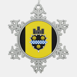 Flag of Pittsburgh, Pennsylvania Snowflake Pewter Christmas Ornament