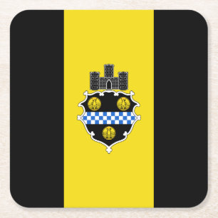 Flag of Pittsburgh, Pennsylvania Square Paper Coas Square Paper Coaster