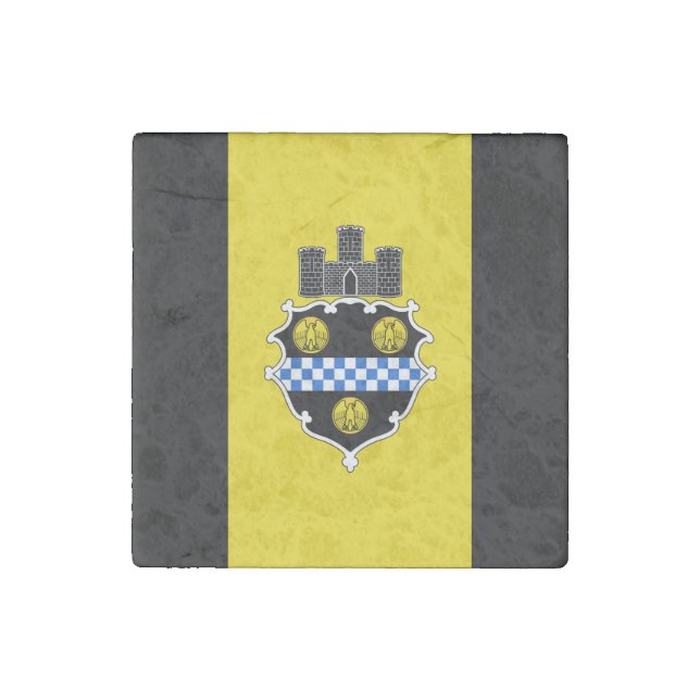 Flag of Pittsburgh, Pennsylvania Stone Magnet (Front)