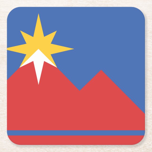 Flag of Pocatello, Idaho Square Paper Coaster (Front)