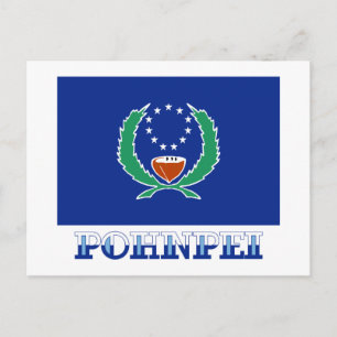 Flag of Pohnpei, with name Postcard