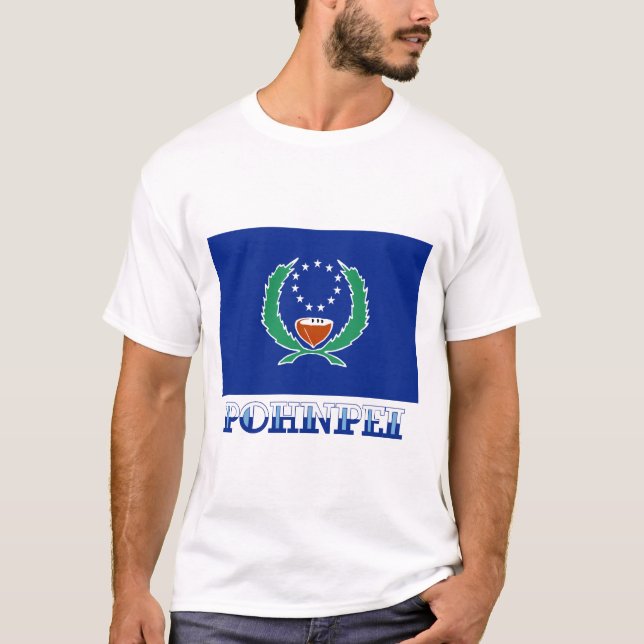 Flag of Pohnpei, with name T-Shirt (Front)