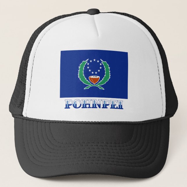 Flag of Pohnpei, with name Trucker Hat (Front)