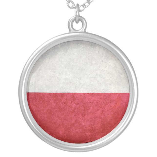 Flag of Poland Silver Plated Necklace (Front)