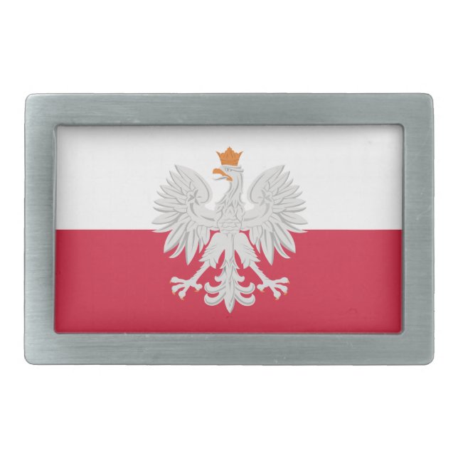 Flag of Poland White Eagle Belt Buckle (Front)