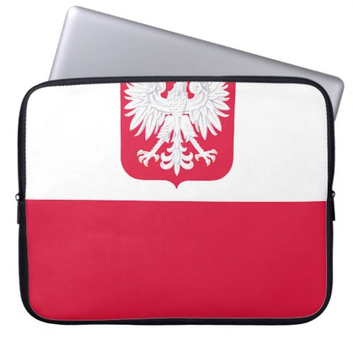 Flag of Poland with coat of arms Laptop Sleeve