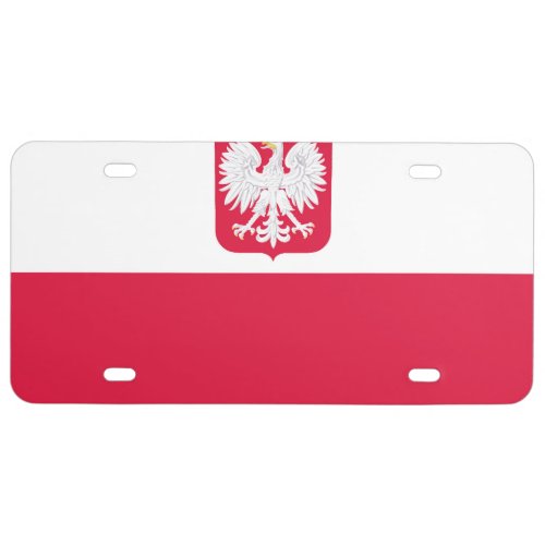 Flag of Poland with coat of arms License Plate