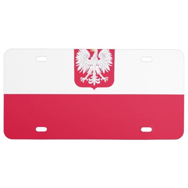 Flag of Poland (with coat of arms) License Plate (Front)