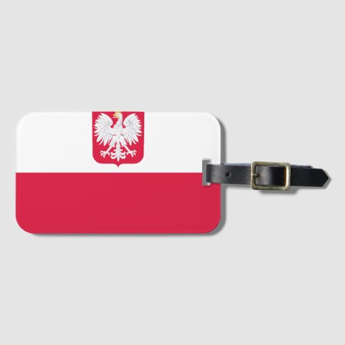 Flag of Poland with coat of arms Luggage Tag