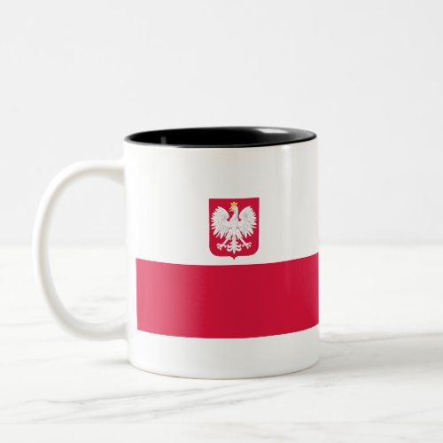 Flag of Poland with coat of arms Two_Tone Coffee Mug