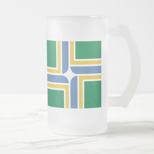 Flag of Portland Oregon Frosted Glass Beer Mug