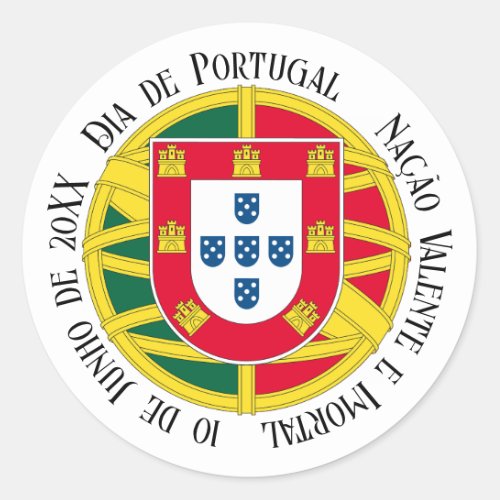 Flag of Portugal for Day of Portugal holiday Classic Round Sticker