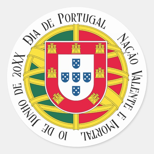 Flag of Portugal for Day of Portugal holiday Classic Round Sticker (Front)