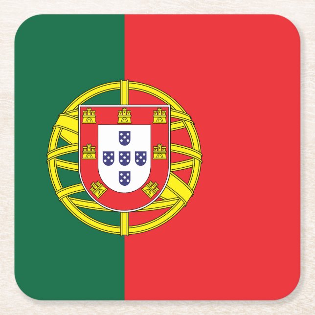 Flag of Portugal Square Paper Coaster (Front)