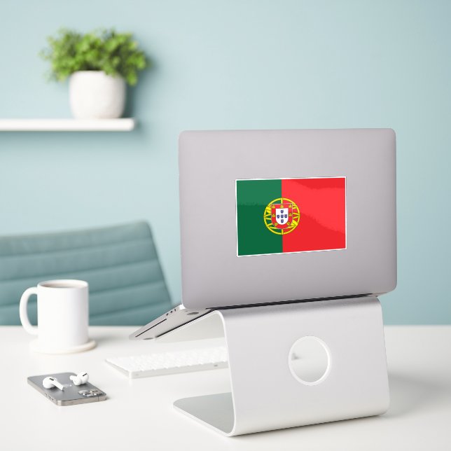 Flag of Portugal Sticker (Laptop On Desk)